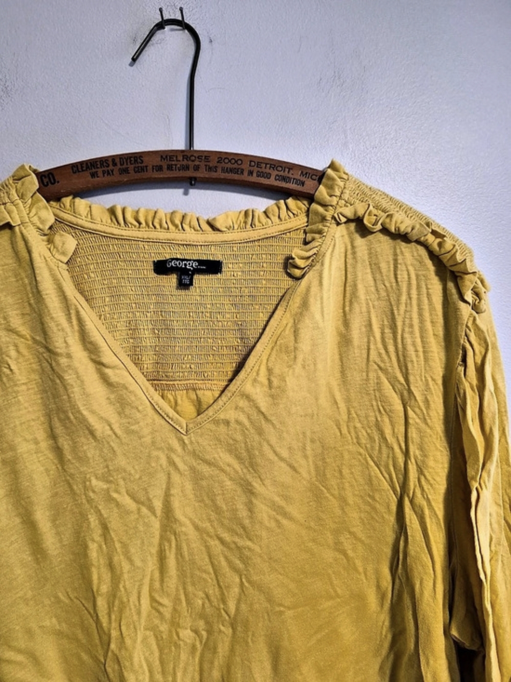 George Xl Yellow Long Sleeve Ruffle Blouse - Picture 2 of 4